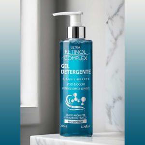 gel detergente viso occhi foto ambientata
