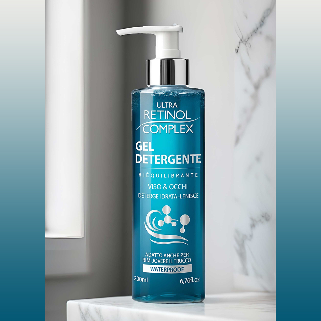 gel detergente viso occhi foto ambientata