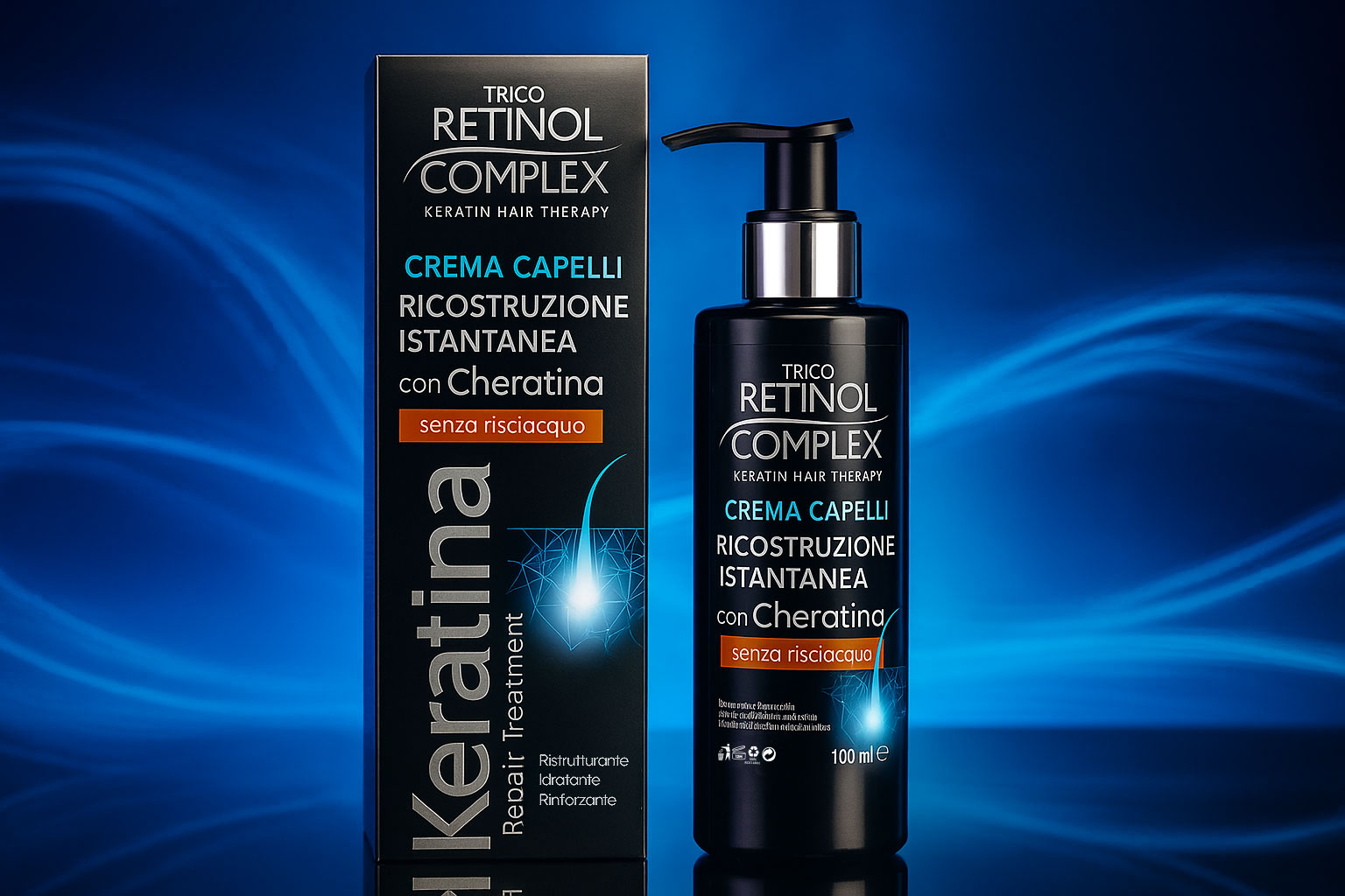 crema capelli ricostruzione istantanea con cheratina