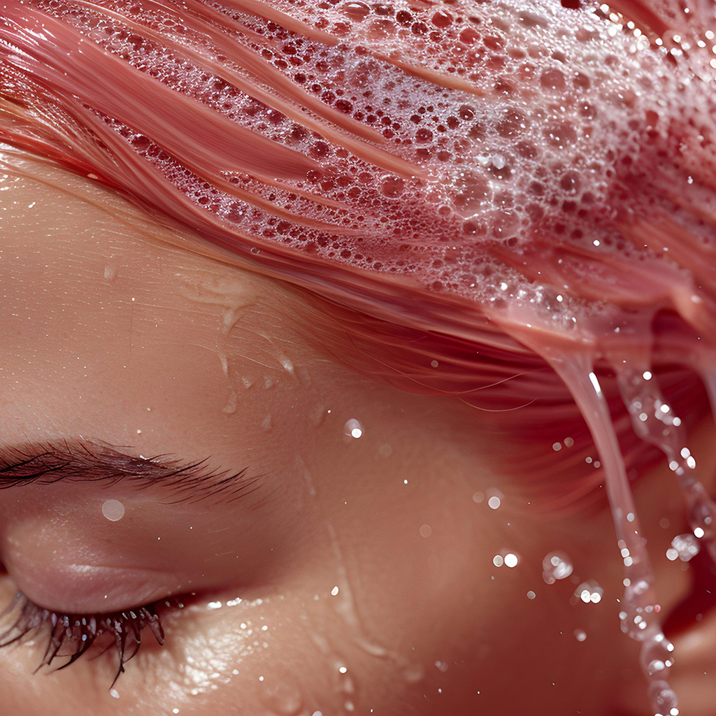 particolare capelli rossi con schiuma