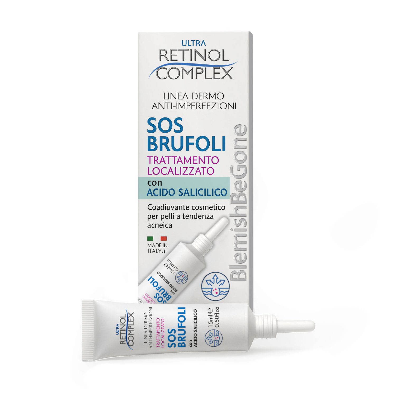 Crema trattamento localizzato SOS Brufoli Retinol Complex con Acido Salicilico 15ml