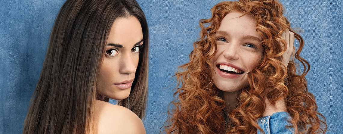 ragazze con capelli lisci e ricci